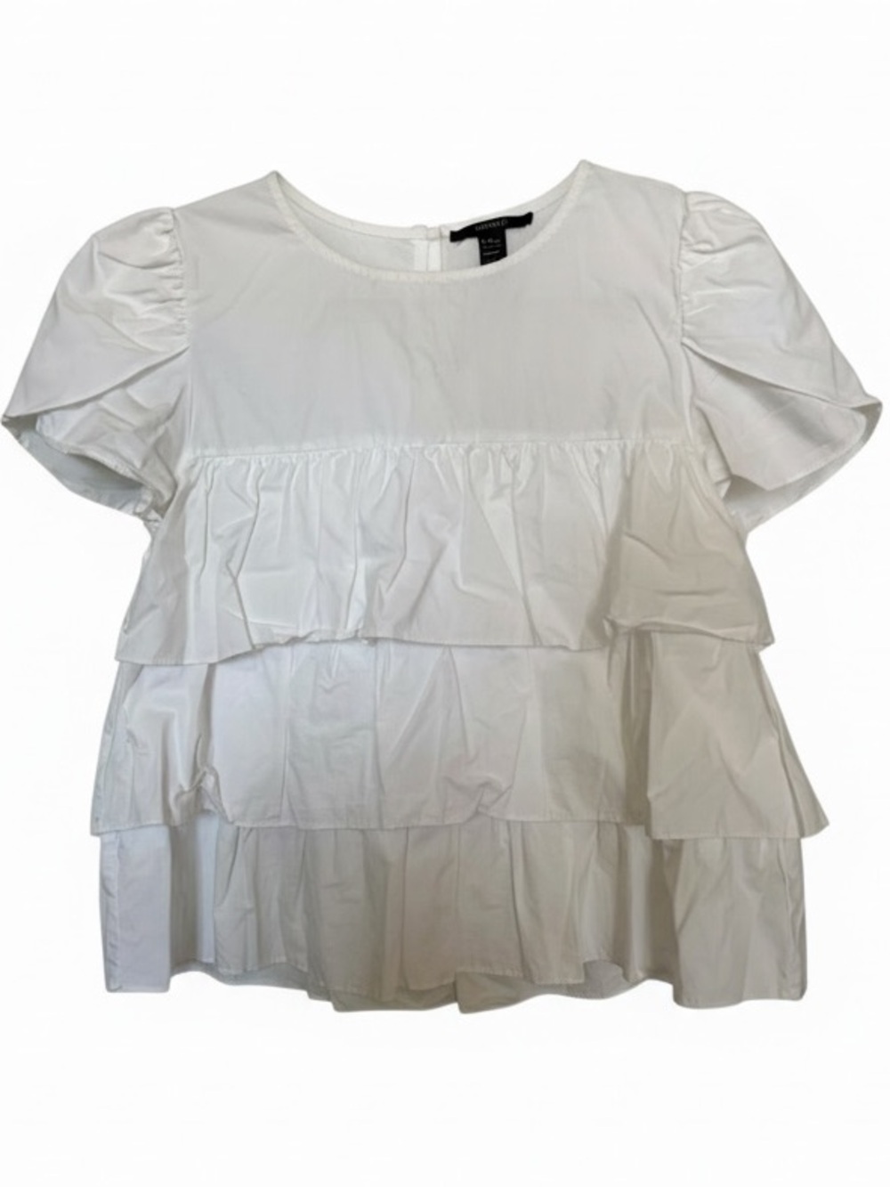 Forever 21 White Tiered Ruffle Blouse - M